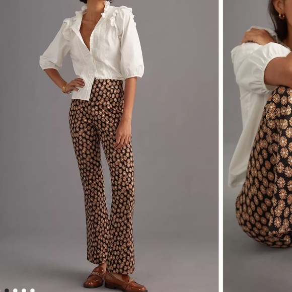 Anthropologie Maeve Kick Flare Pants Floral - Picture 1 of 6